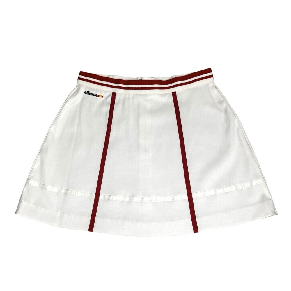 Vintage Ellesse Tennis Mini‎ Skirt Made in USA White Red Stripes Size 8 (S)